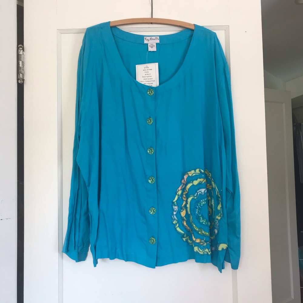 NWT Key Lime Pie from We Be Bop blue tunic top